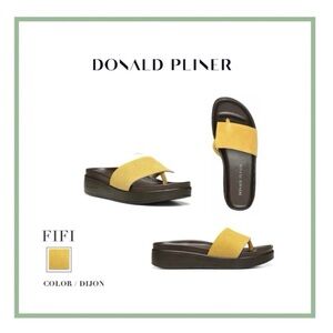 🆕 Donald Pliner FIFI Platform Slide Sandals Suede Upper 1 1/4" Wedge Heel NWOB